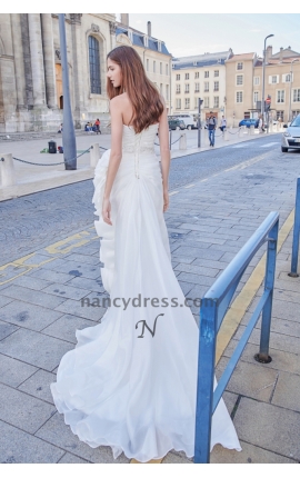 Robe de mariage pas cher fleur romantique à la taille