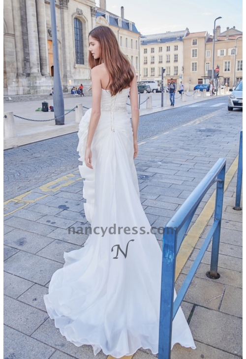 Robe de mariage pas cher fleur romantique à la taille