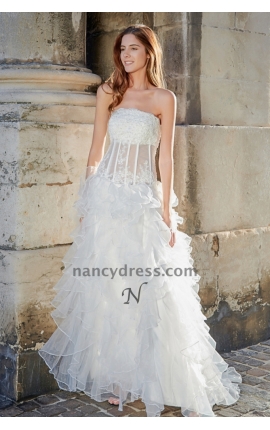 Robe de mariée tulle en vague corset transparent