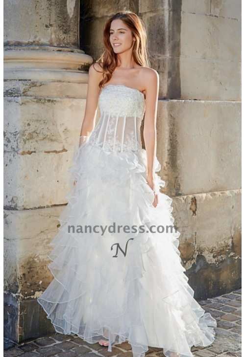 Robe de mariée tulle en vague corset transparent
