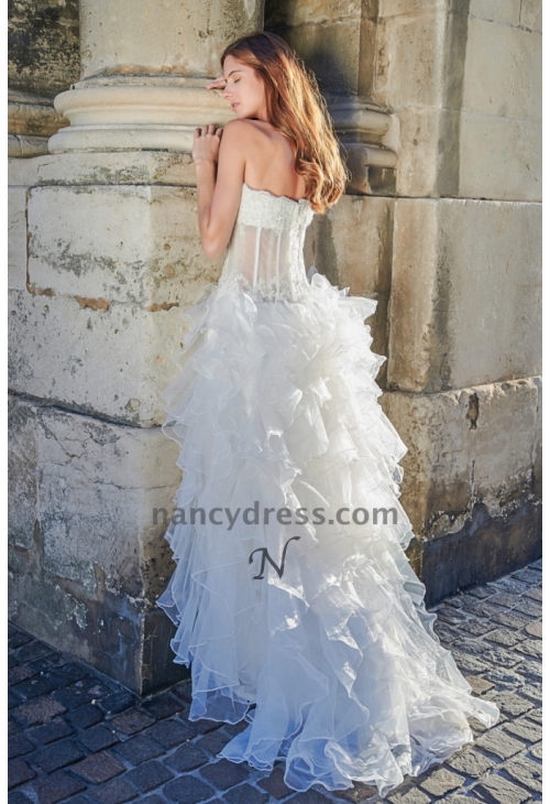 Robe de mariée tulle en vague corset transparent