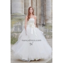 Robe de mariée princesse en tulle avec ceinture à nœud