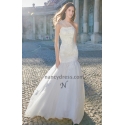 Robe mariage fourreau blanc cassé bretelle unique avec traine