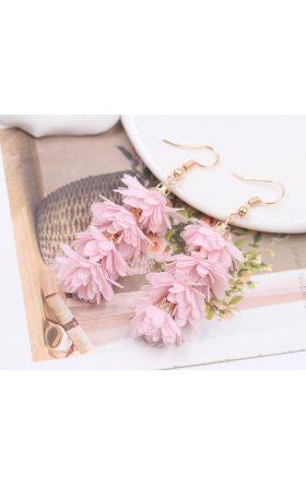 Boucles d'oreilles fleur pendante rose