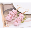 Boucles d'oreilles fleur pendante rose