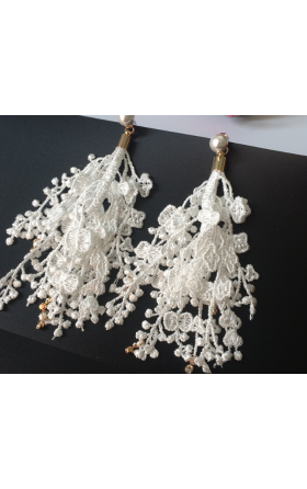 Boucles d'oreilles fantaisie blanche