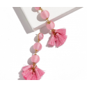 Boucles d'oreilles pendante avec pompon roses