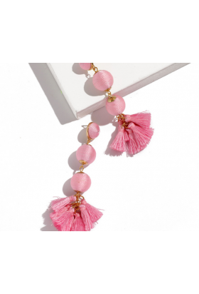 Boucles d'oreilles fleur pendante rose